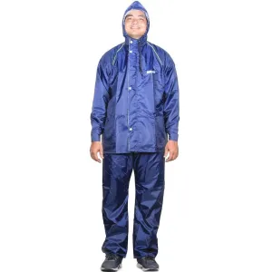 Men's Reversible Waterproof Raincoat - Hooded, Reflective | Set of Top and Bottom | X-Large | Blue