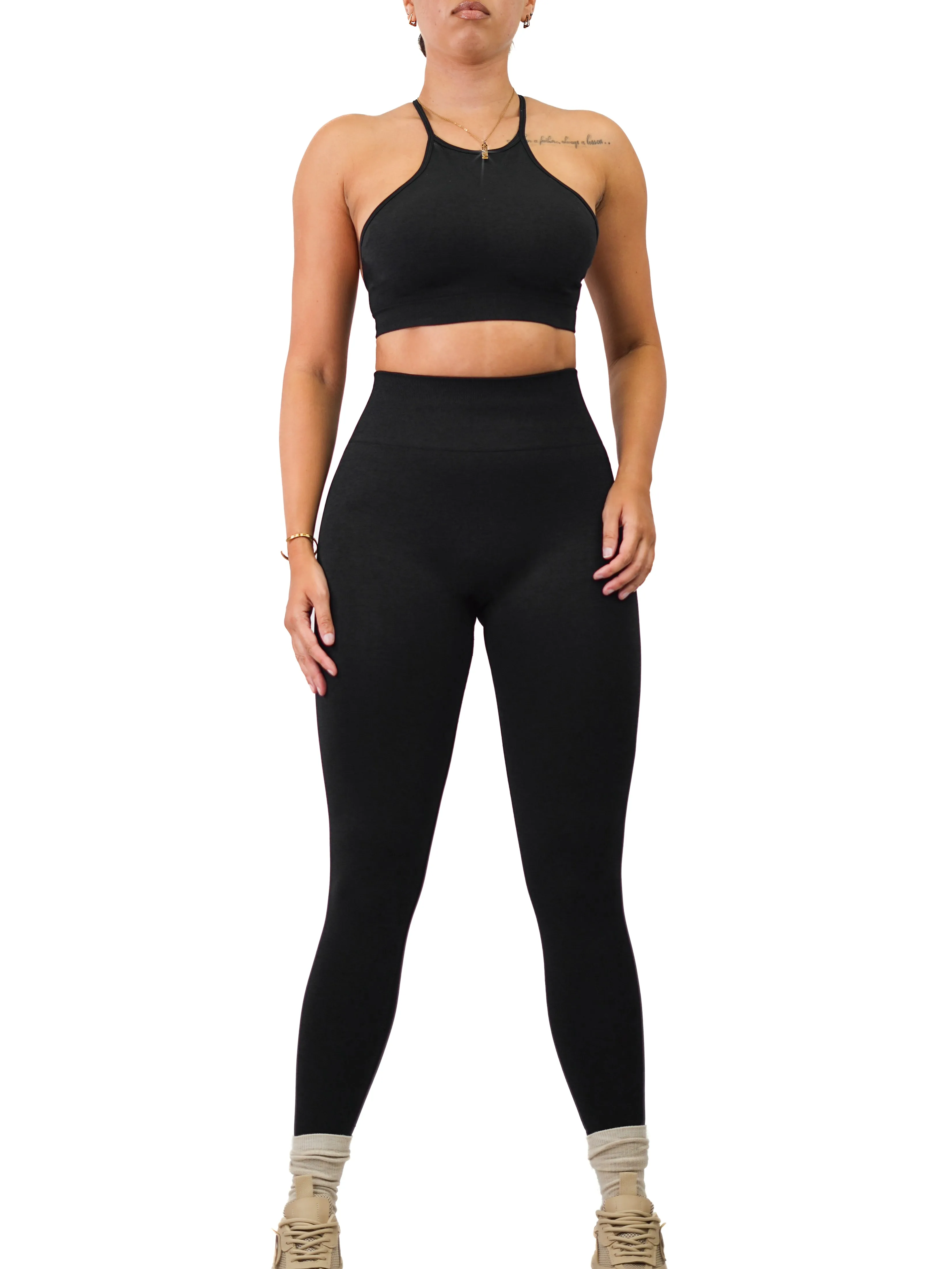 Mid Waist Contour Leggings (Black)