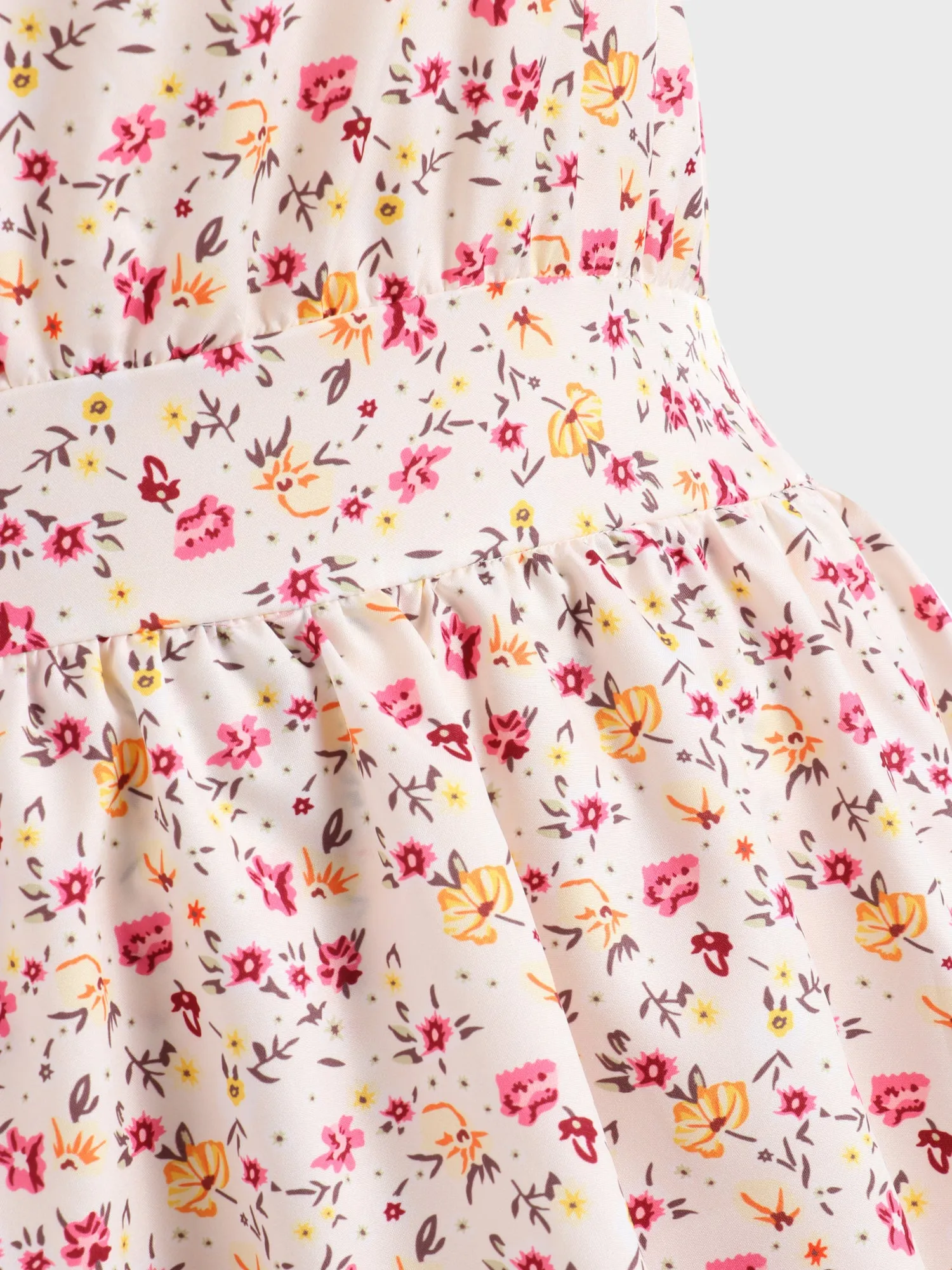Midsize Alluring Floral Print Tiered Halter Dress