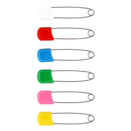 Multi Color Safety Pins - Pack Of 6 (Color May Vary)