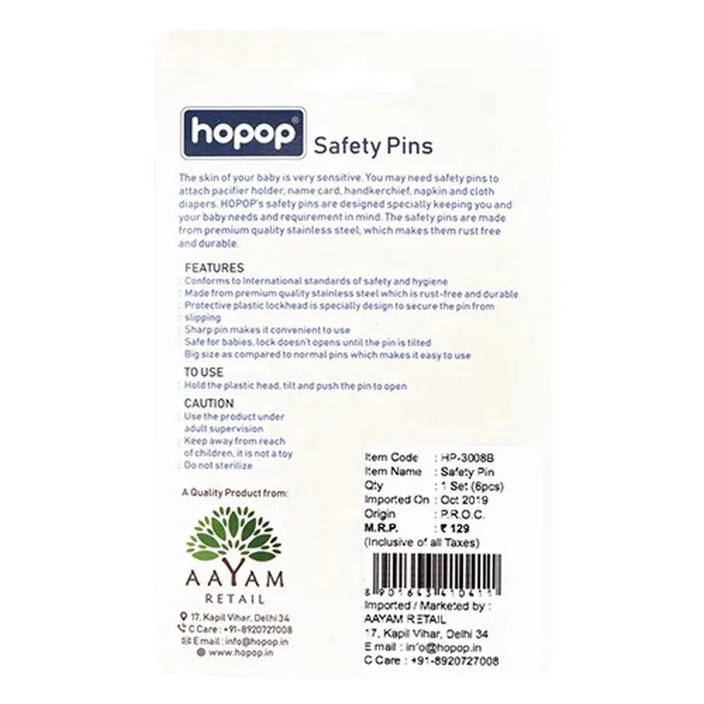 Multi Color Safety Pins - Pack Of 6 (Color May Vary)