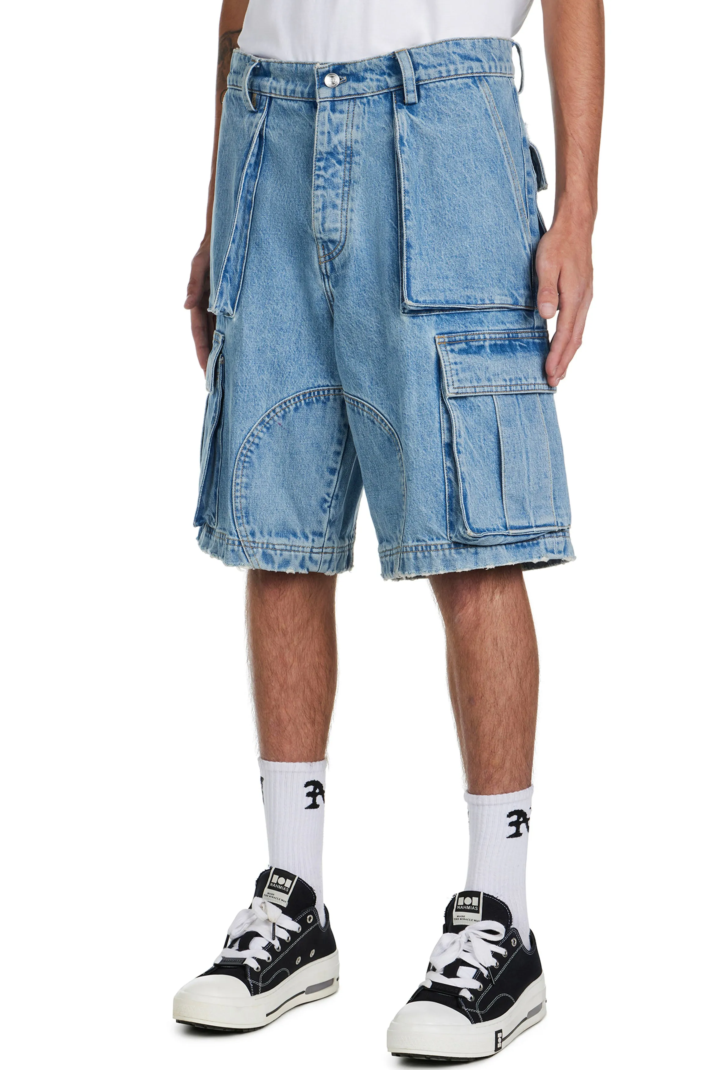 NAHMIAS | DENIM LOGO CARGO SHORTS