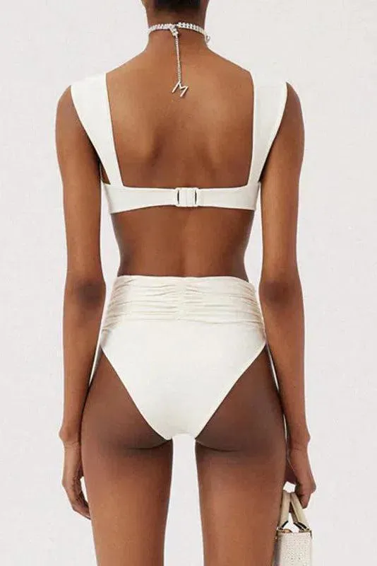 Naiad – Minimalist design – Embellished ruched bikini set