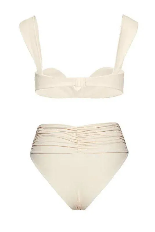 Naiad – Minimalist design – Embellished ruched bikini set