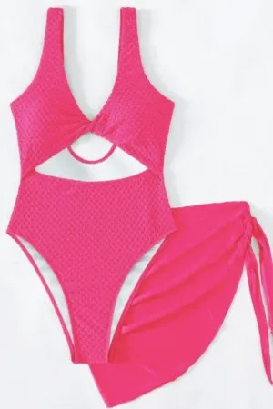 Neon Pink Monokini with Sarong