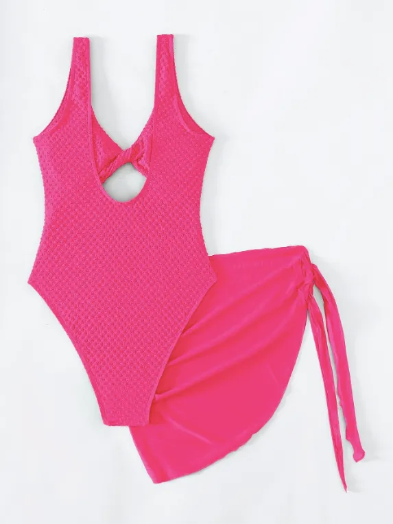 Neon Pink Monokini with Sarong