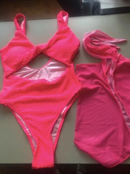 Neon Pink Monokini with Sarong