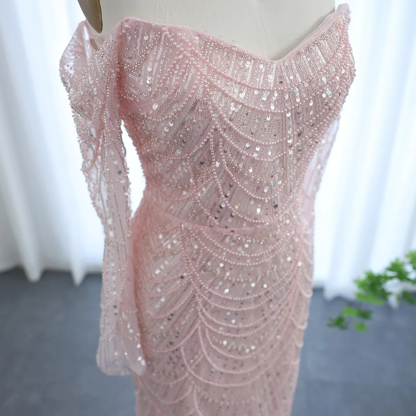 Off the Shoulder Mermaid Long Sleeves Party Gowns