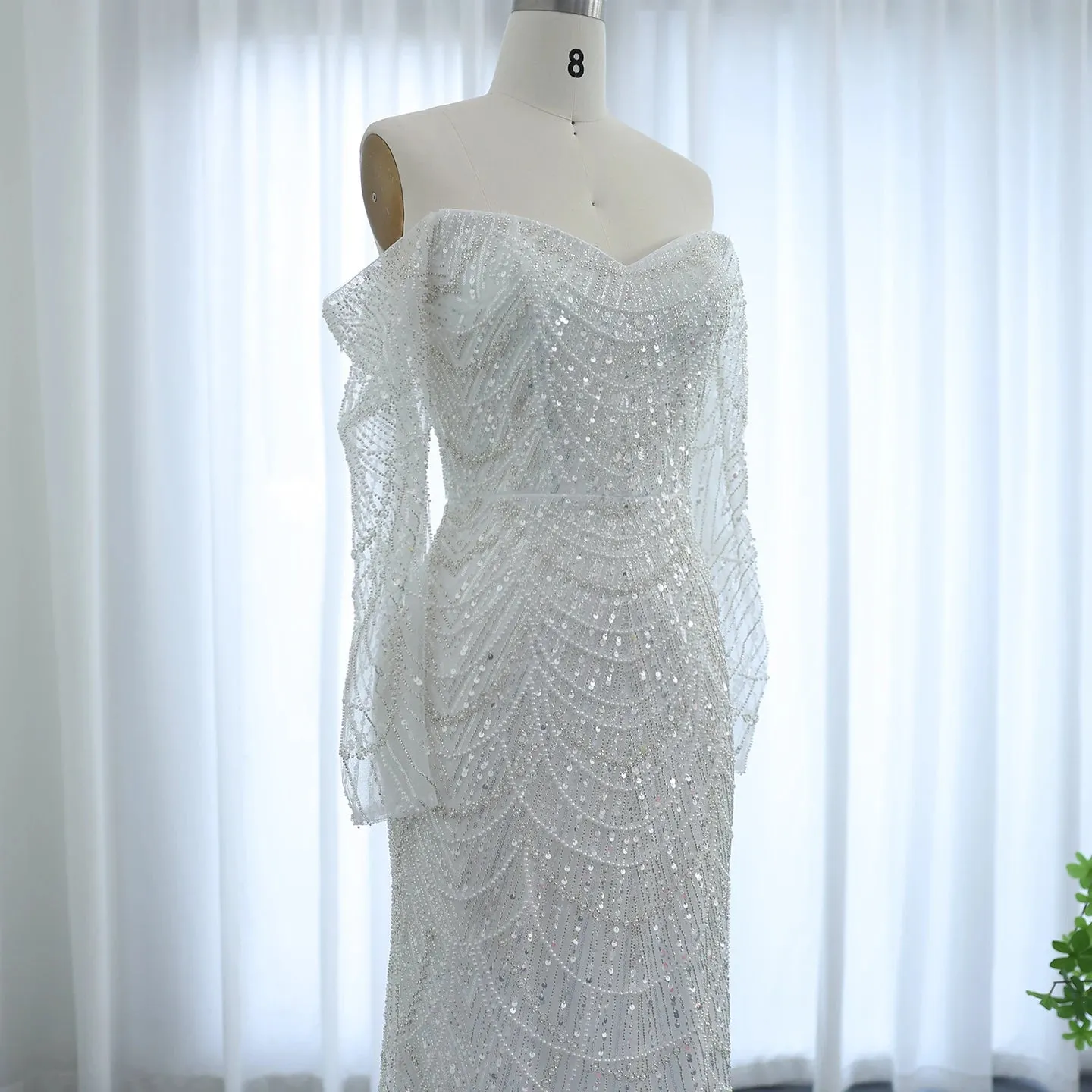 Off the Shoulder Mermaid Long Sleeves Party Gowns