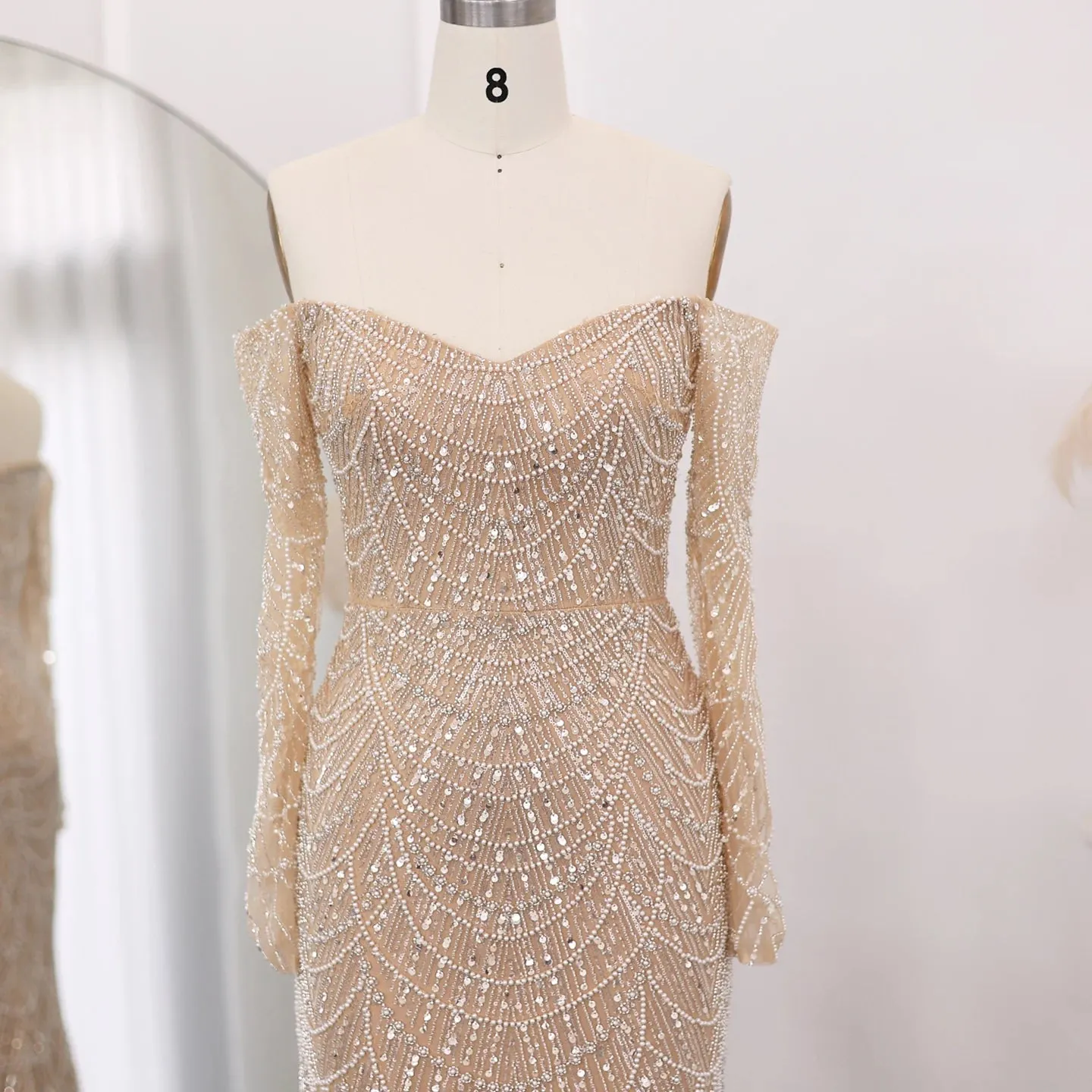 Off the Shoulder Mermaid Long Sleeves Party Gowns