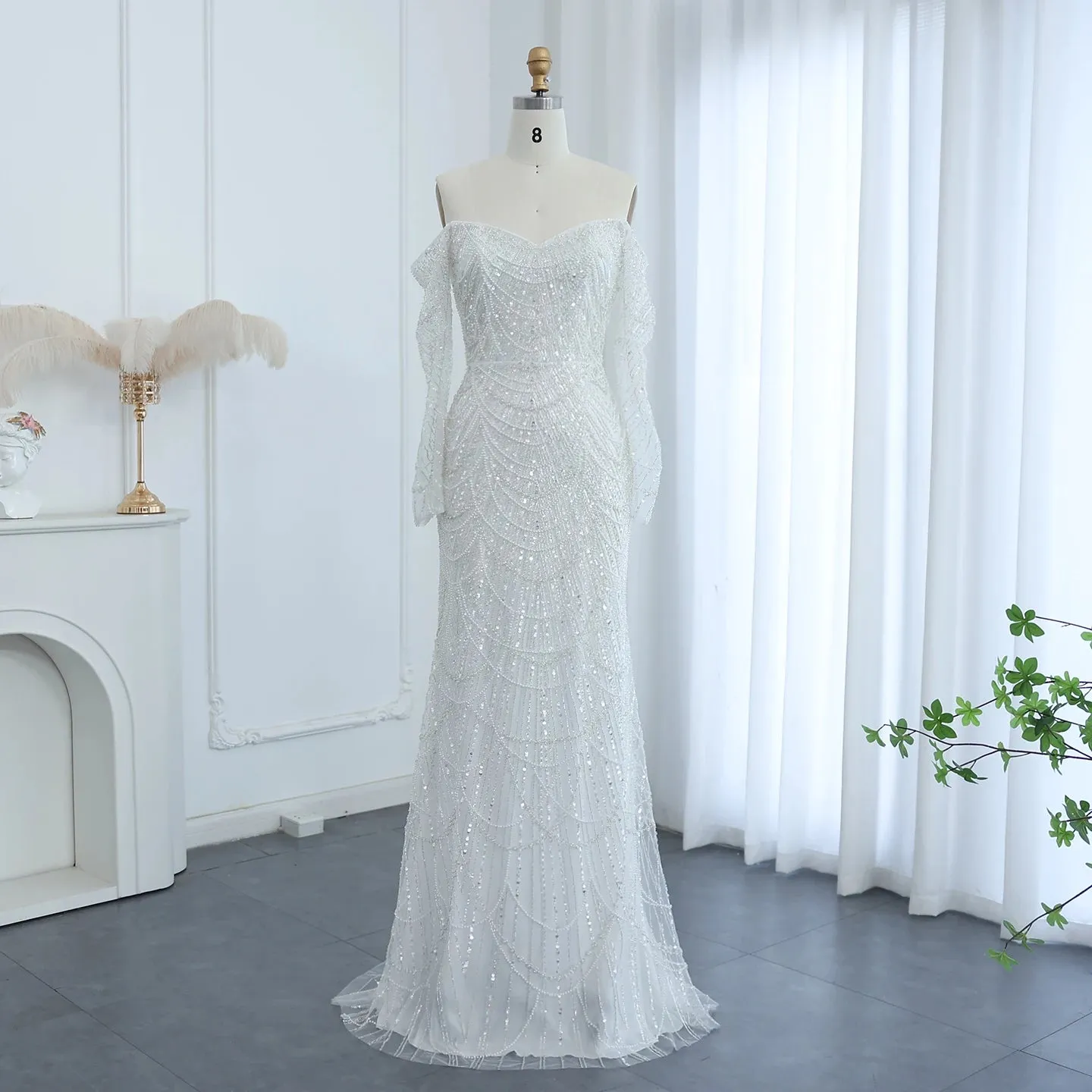 Off the Shoulder Mermaid Long Sleeves Party Gowns