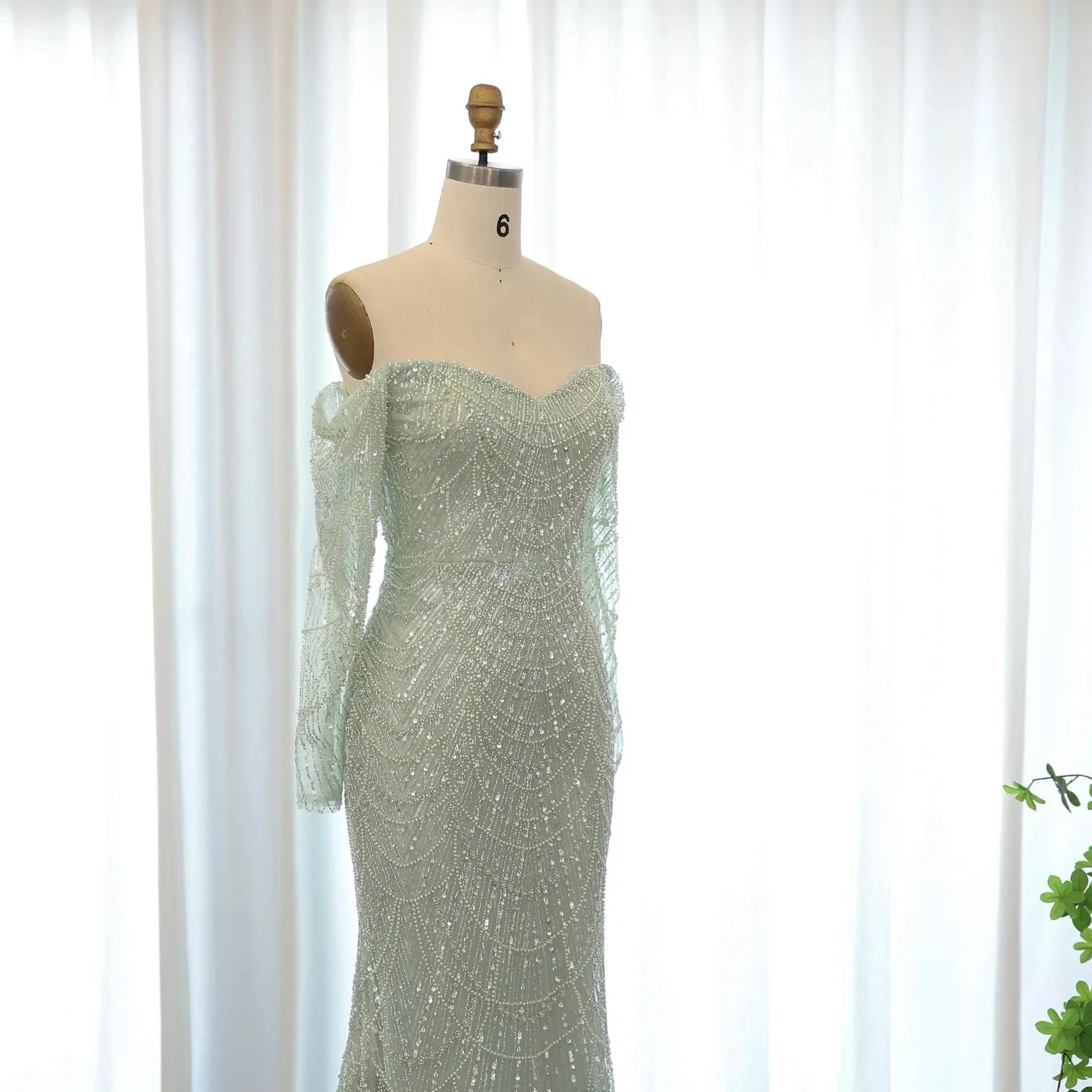 Off the Shoulder Mermaid Long Sleeves Party Gowns