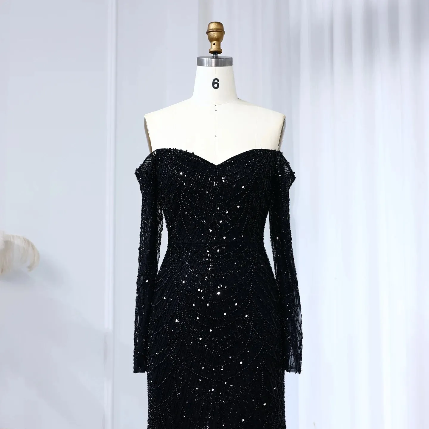 Off the Shoulder Mermaid Long Sleeves Party Gowns