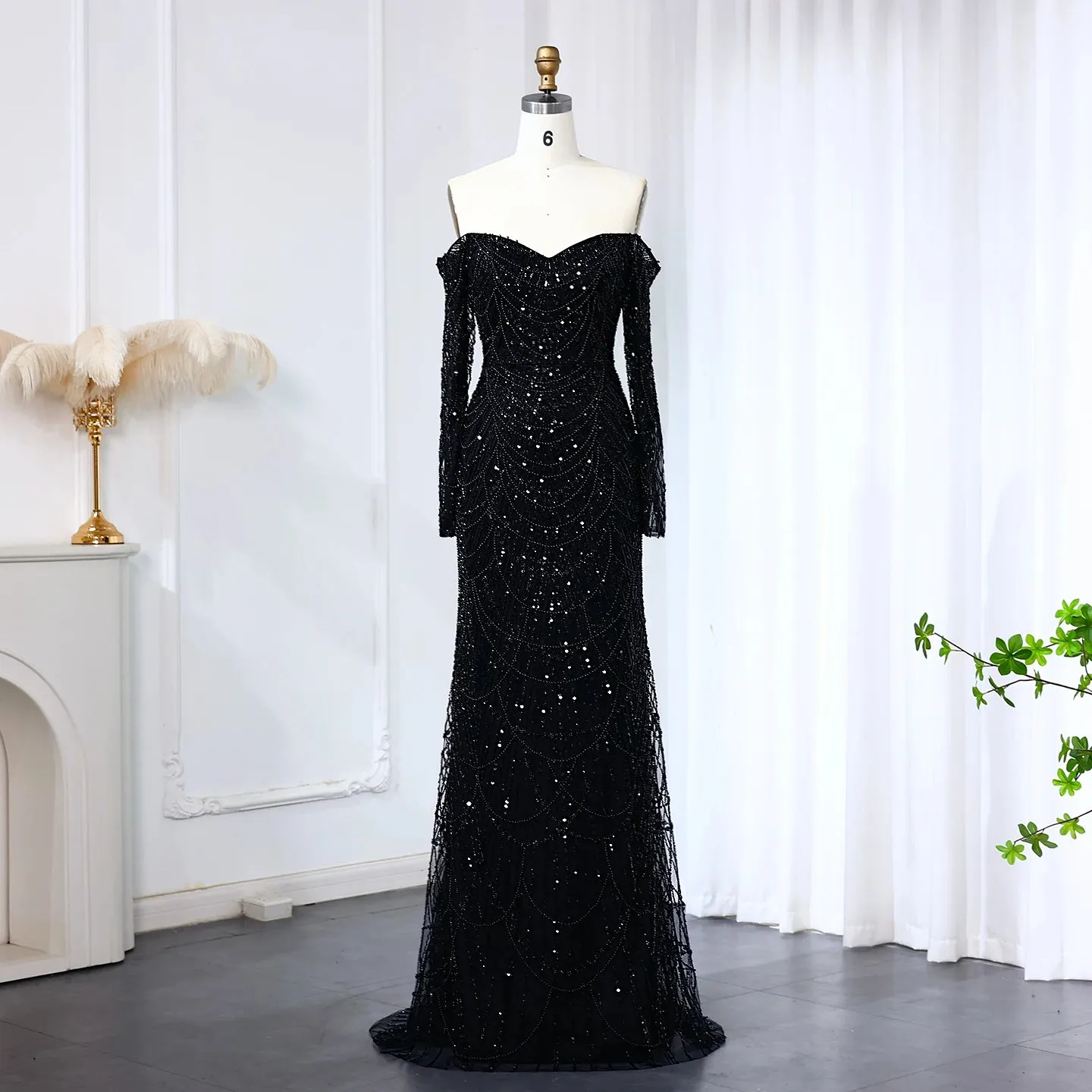 Off the Shoulder Mermaid Long Sleeves Party Gowns