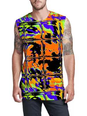 Orange Violet Rave Glitch Men's Muscle Tank