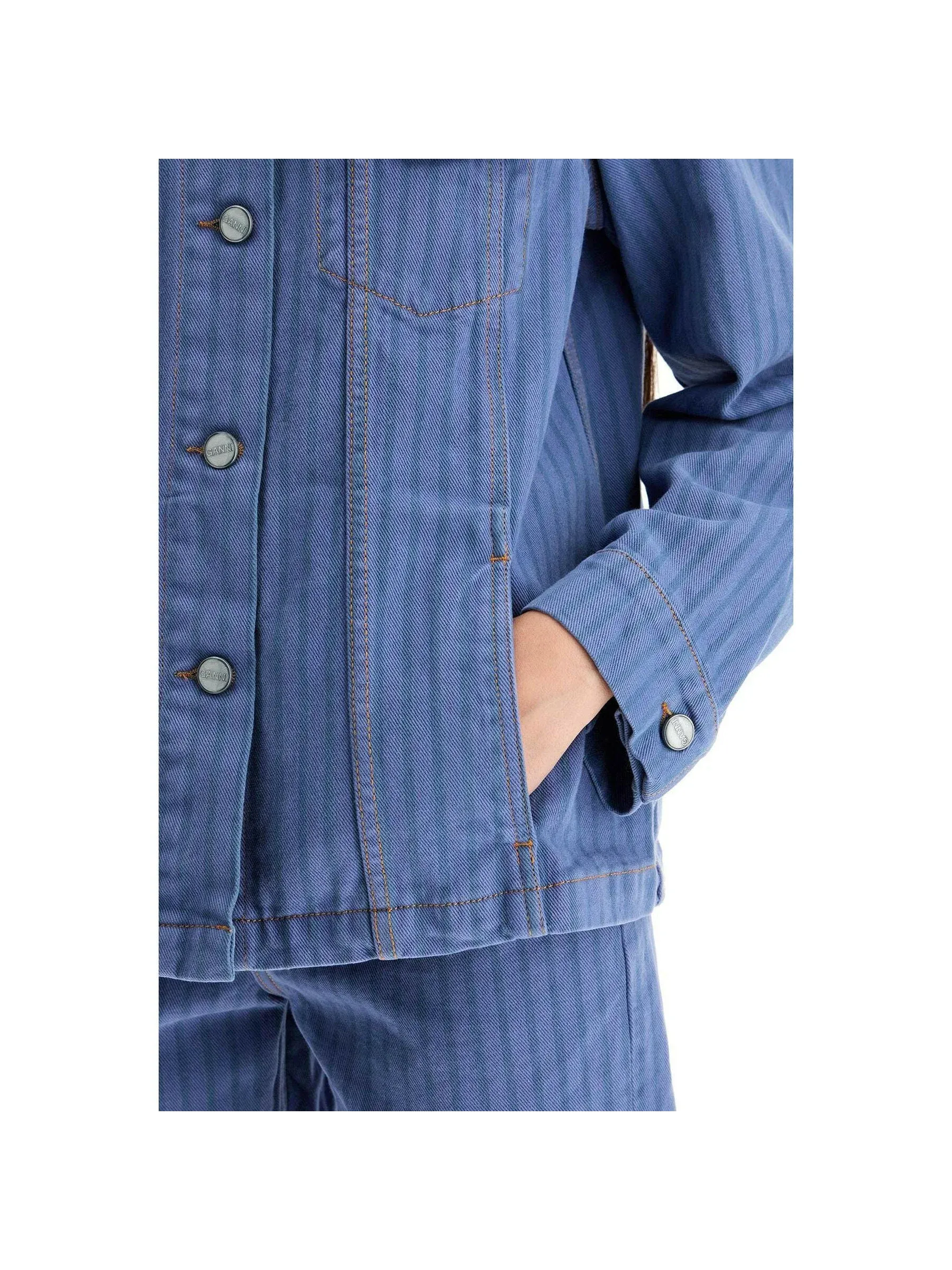 Overdyed Striped Denim Jacket