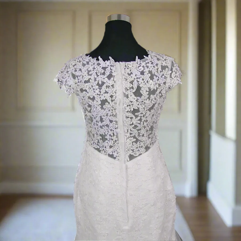Pearled Applique Trumpet Wedding Gown All Sizes