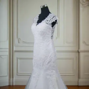 Pearled Applique Trumpet Wedding Gown All Sizes