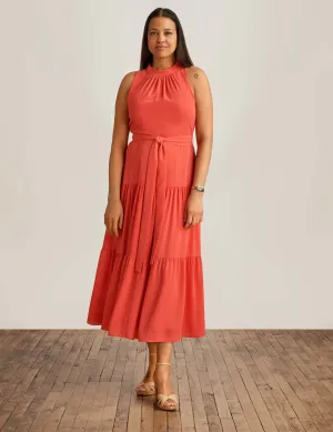 Petite Tiered Tie Neck Maxi Dress