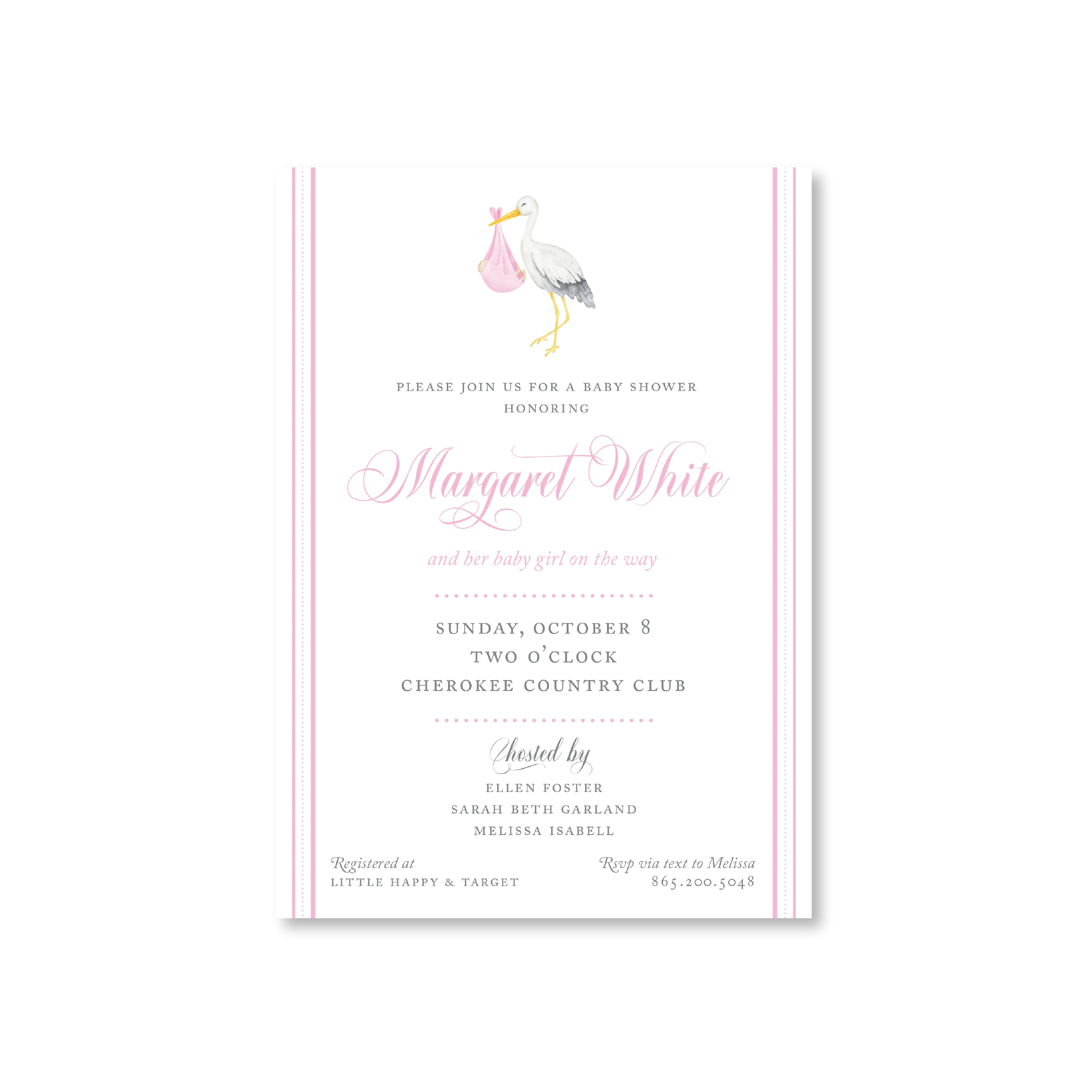 Pink Stork Invitations
