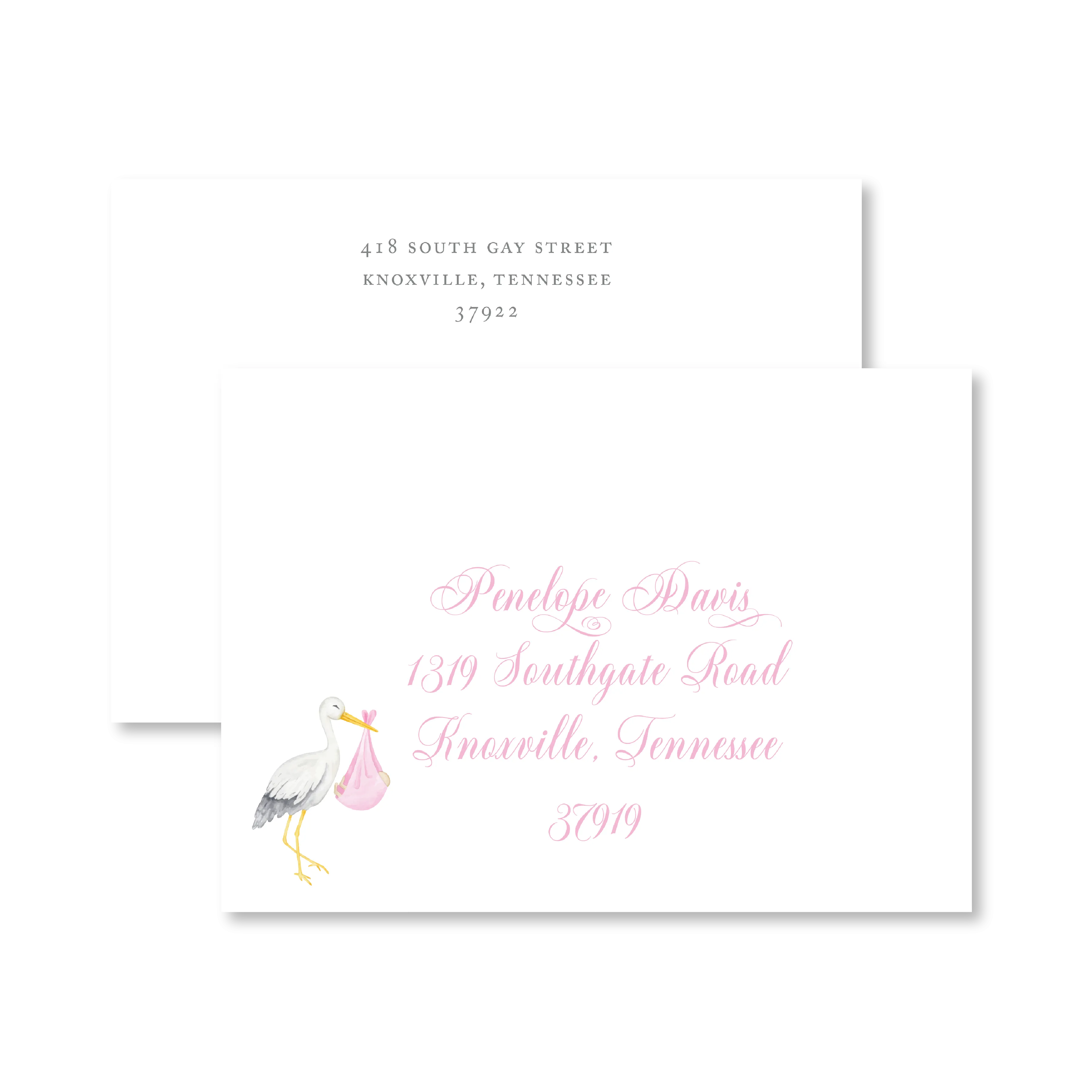 Pink Stork Invitations