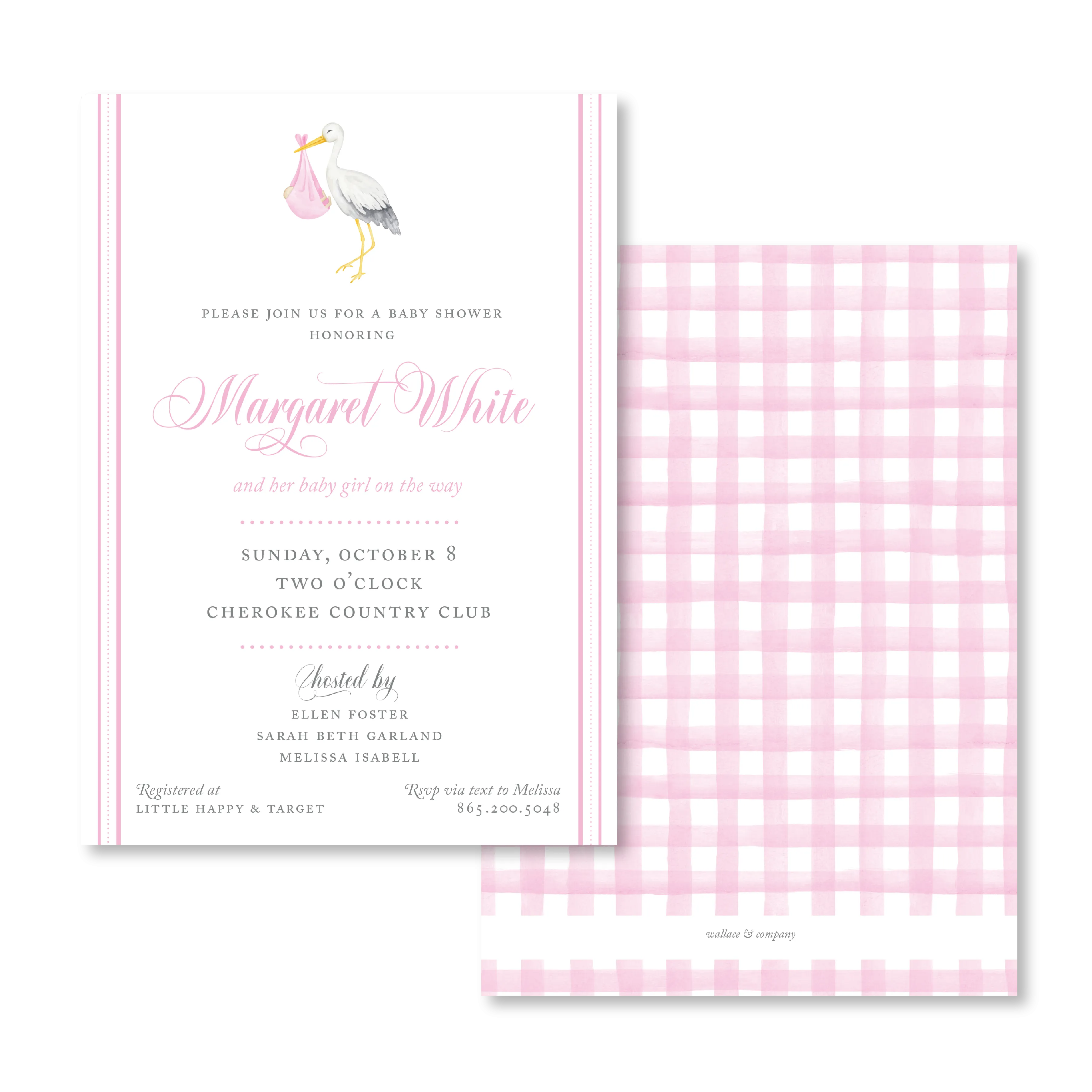 Pink Stork Invitations