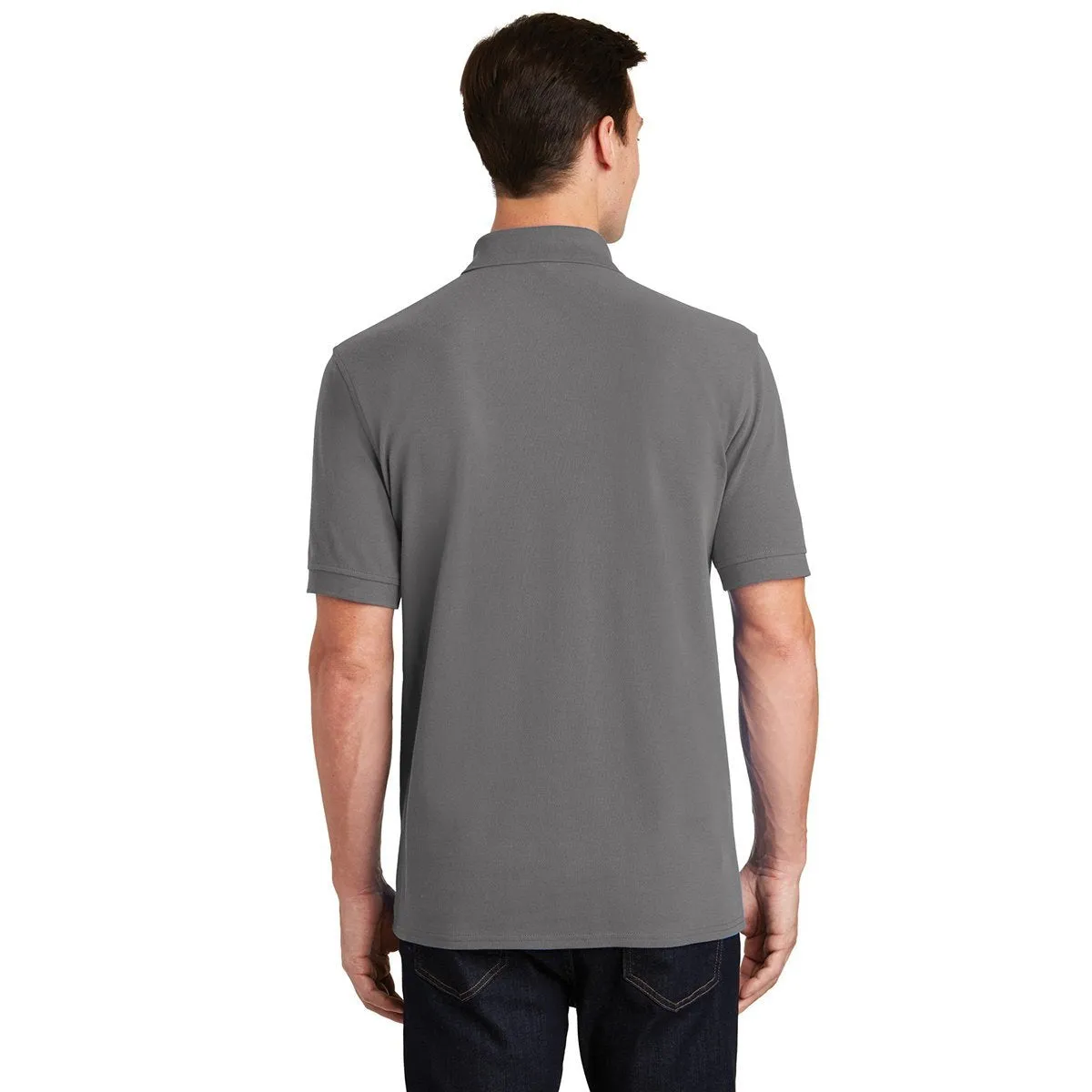 Port & Company Men's Medium Grey Ring Spun Pique Polo
