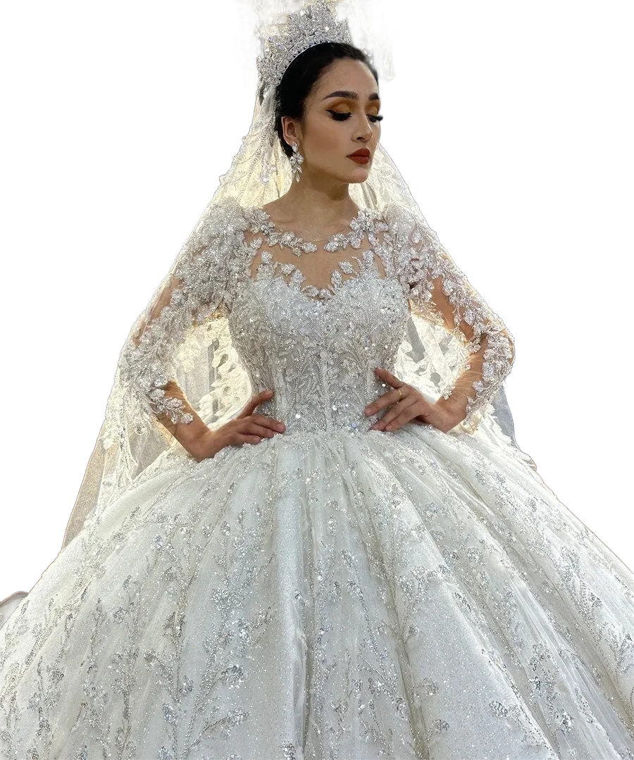 Princess Long Sleeve Ballgown Wedding Dress