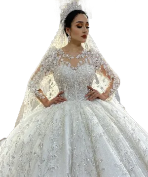 Princess Long Sleeve Ballgown Wedding Dress