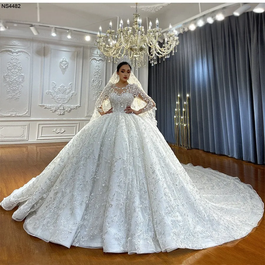 Princess Long Sleeve Ballgown Wedding Dress