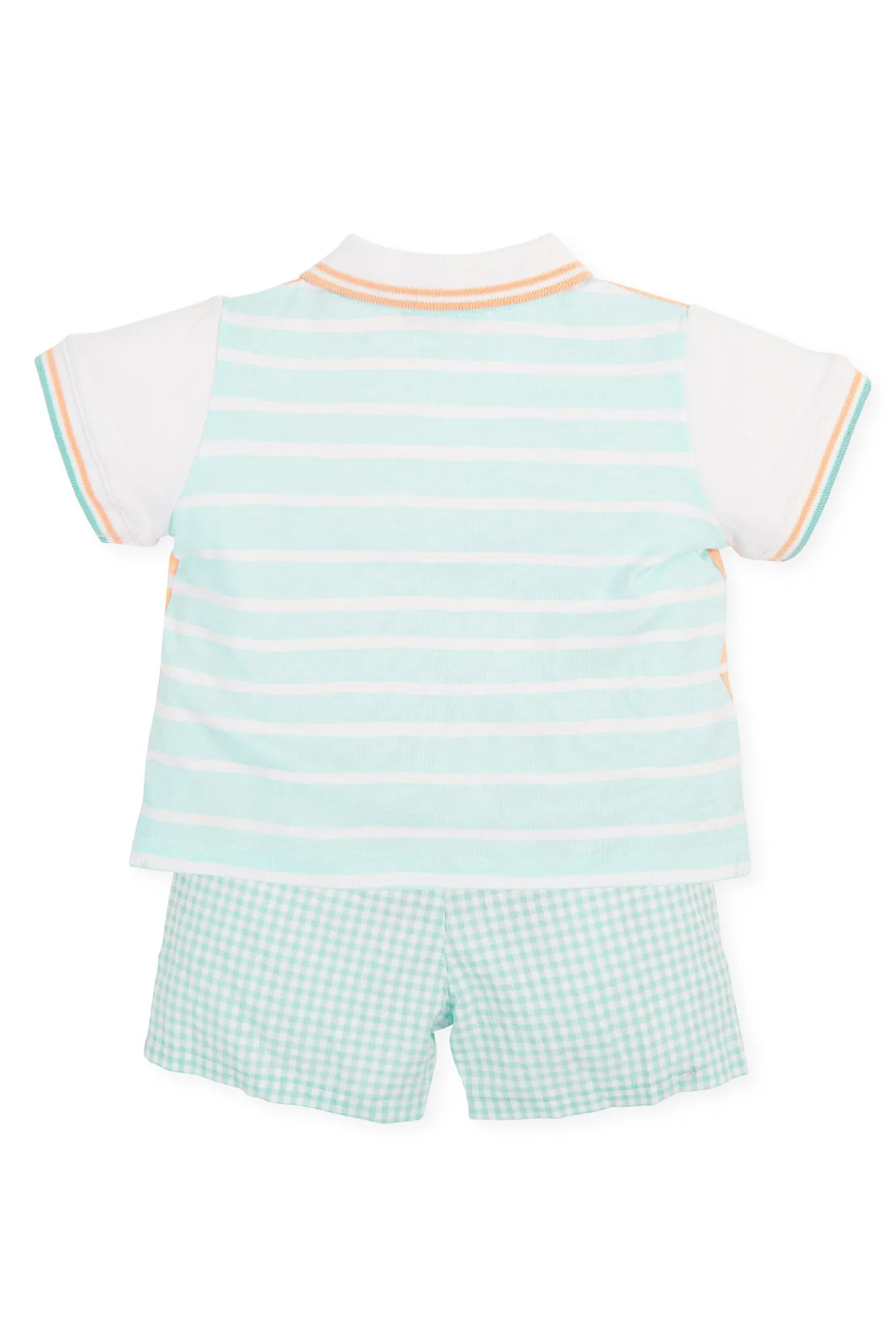 "Gabriel" Peach & Aquamarine Polo Shirt & Shorts