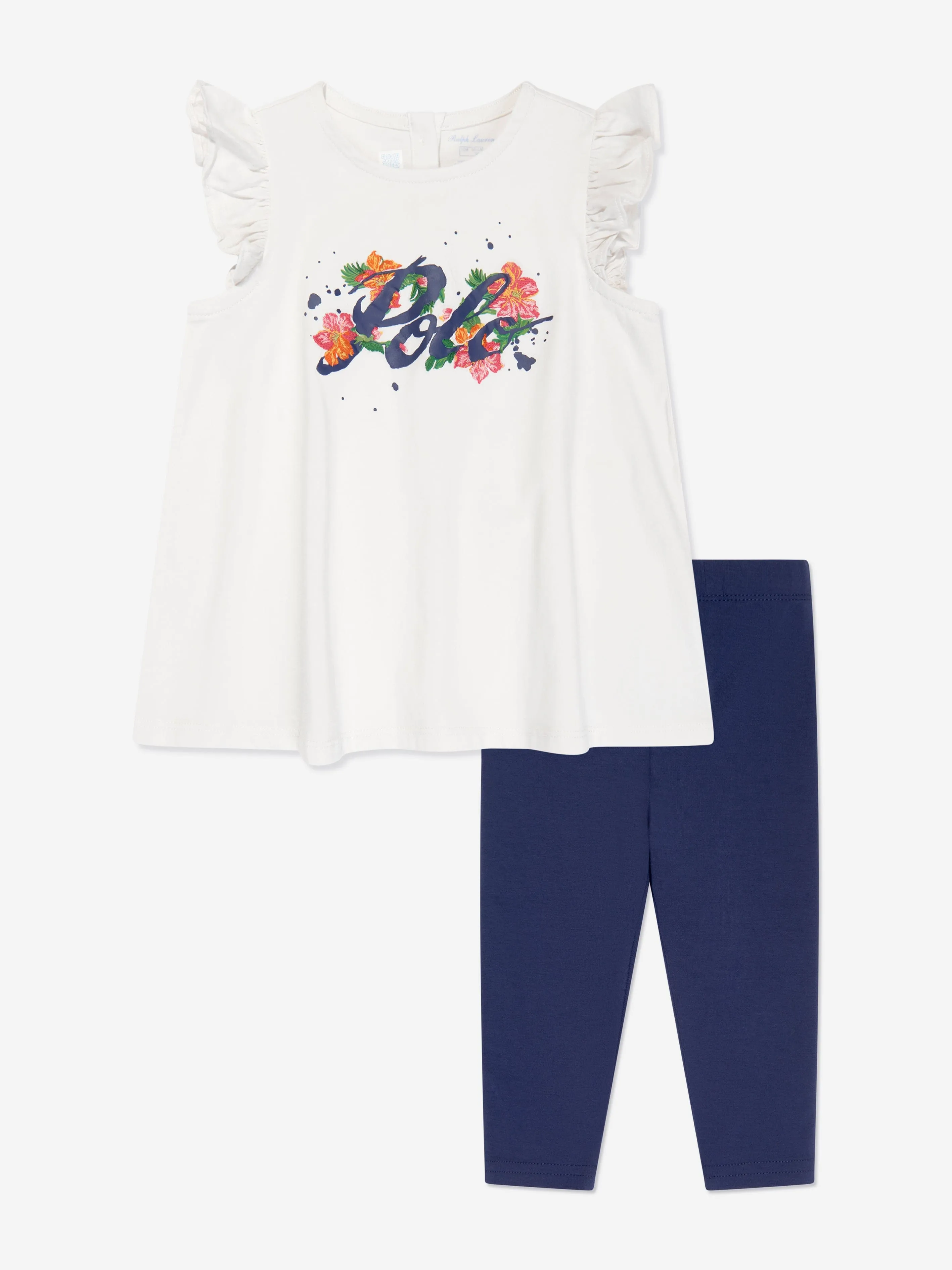 Ralph Lauren Baby Girls Top And Leggings Set in White