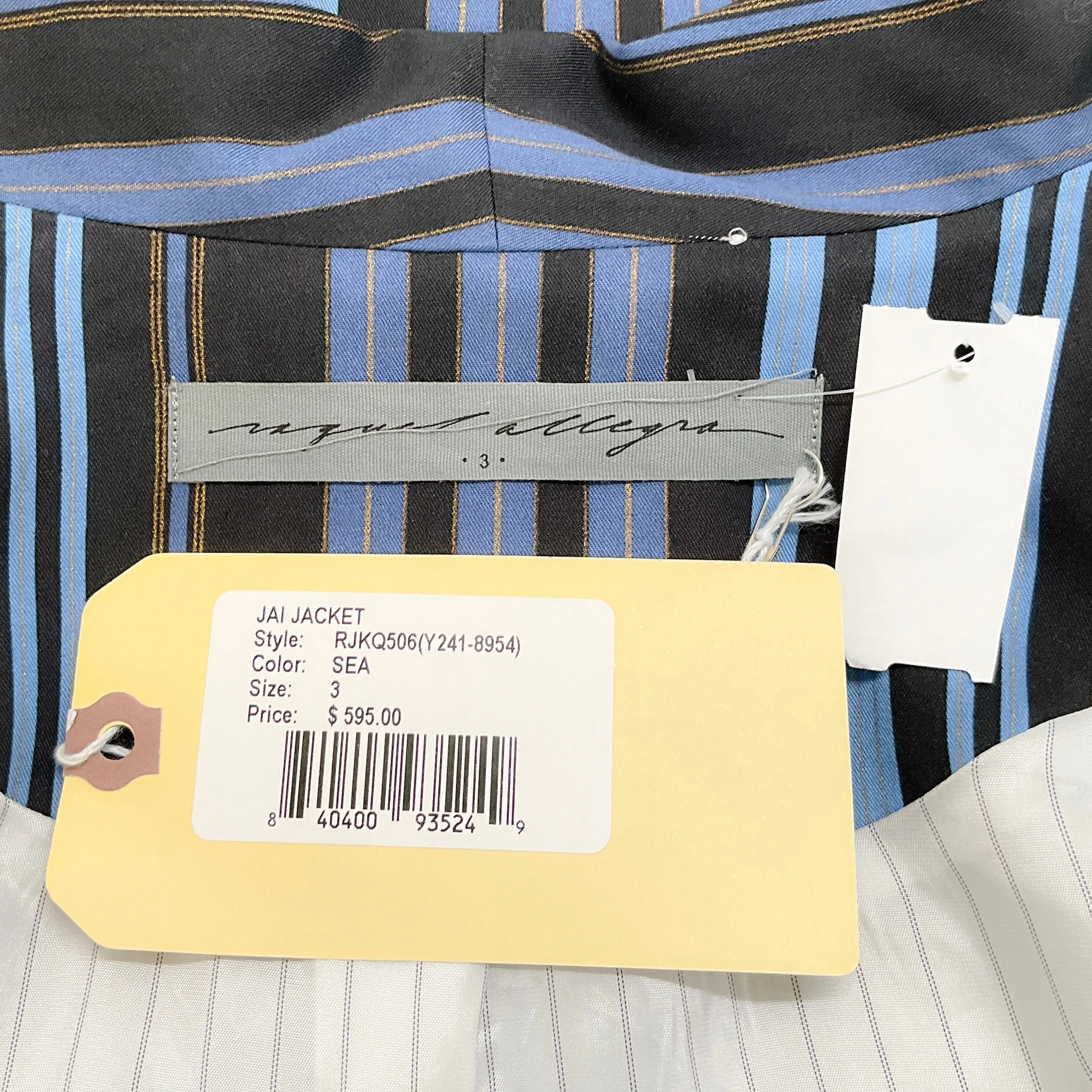 Raquel Allegra Sea Blue Striped Jai Jacket
