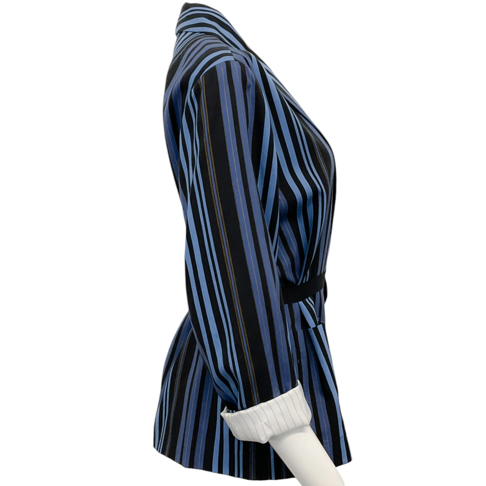 Raquel Allegra Sea Blue Striped Jai Jacket