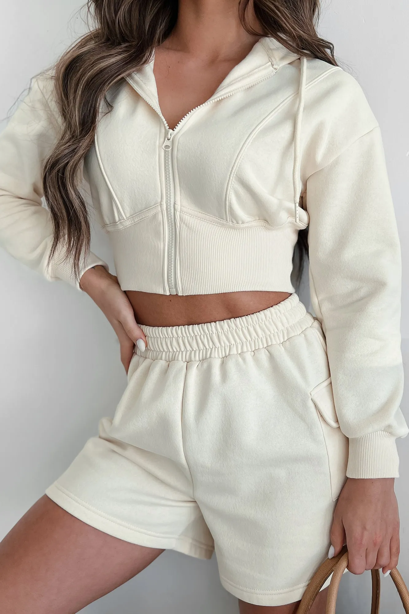 Rawlin Crop Zipper Hoodie (Ivory)