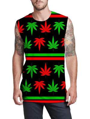 Red And Green Festive Bud Men's Muscle Tank