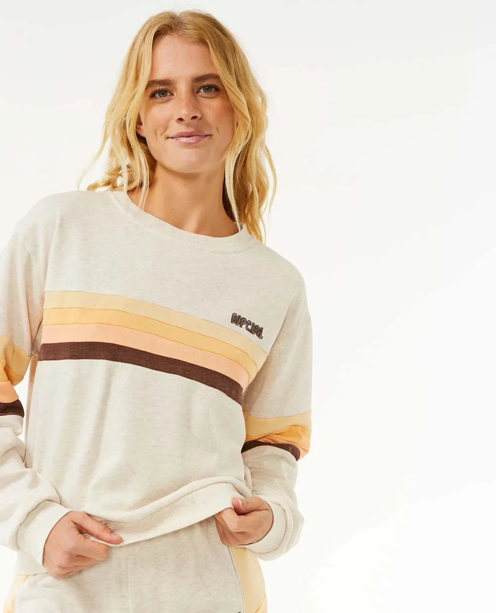 Rip Curl Women&#x27;s Surf Revival Panelled Crew Oatmeal Marle | Buy Rip Curl Women&#x27;s Surf Revival Panelled Crew Oatmeal Marle here | Outnorth