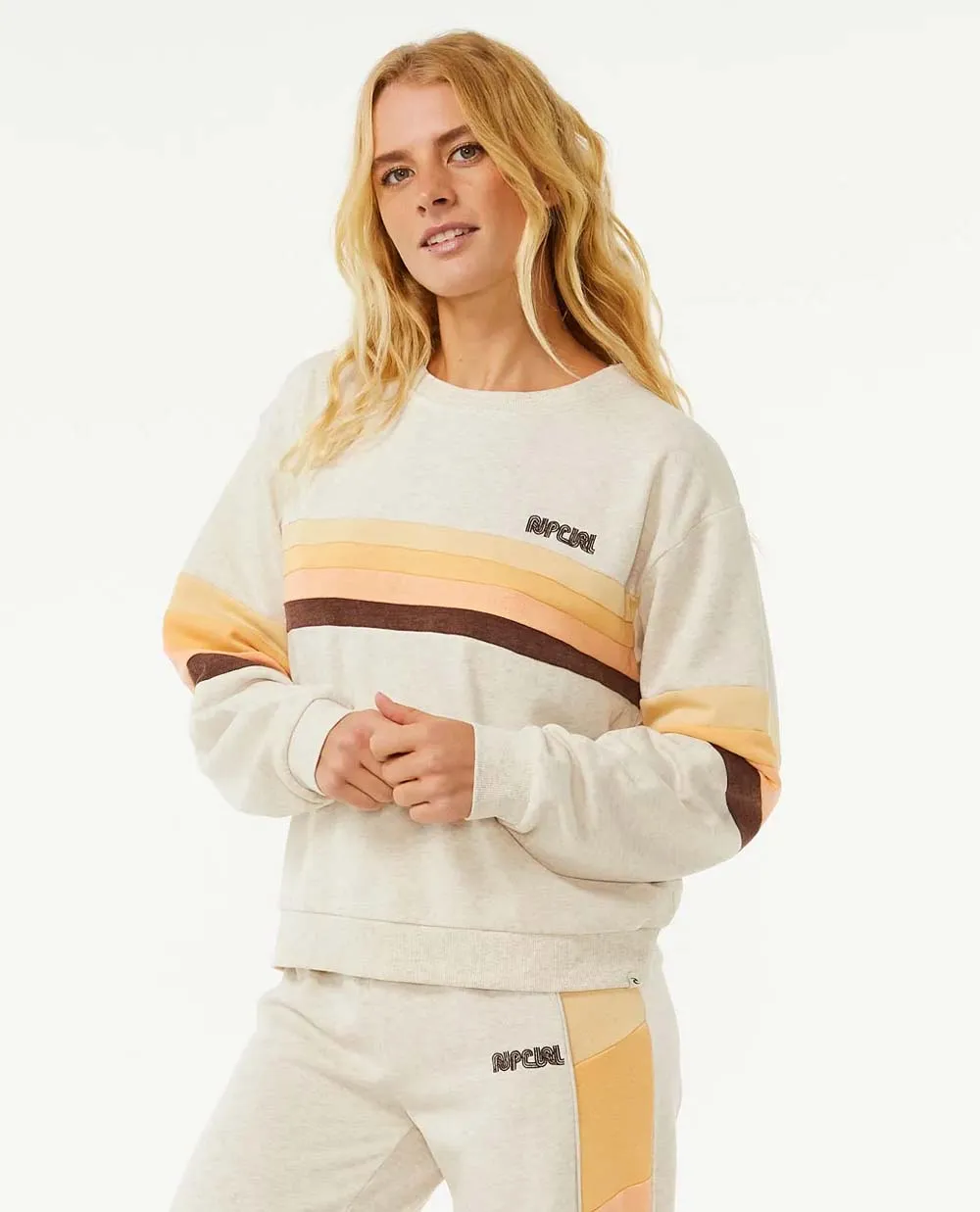 Rip Curl Women&#x27;s Surf Revival Panelled Crew Oatmeal Marle | Buy Rip Curl Women&#x27;s Surf Revival Panelled Crew Oatmeal Marle here | Outnorth