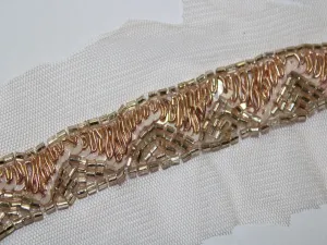 Rose Golden Fancy Beads Work Embroidered Border
