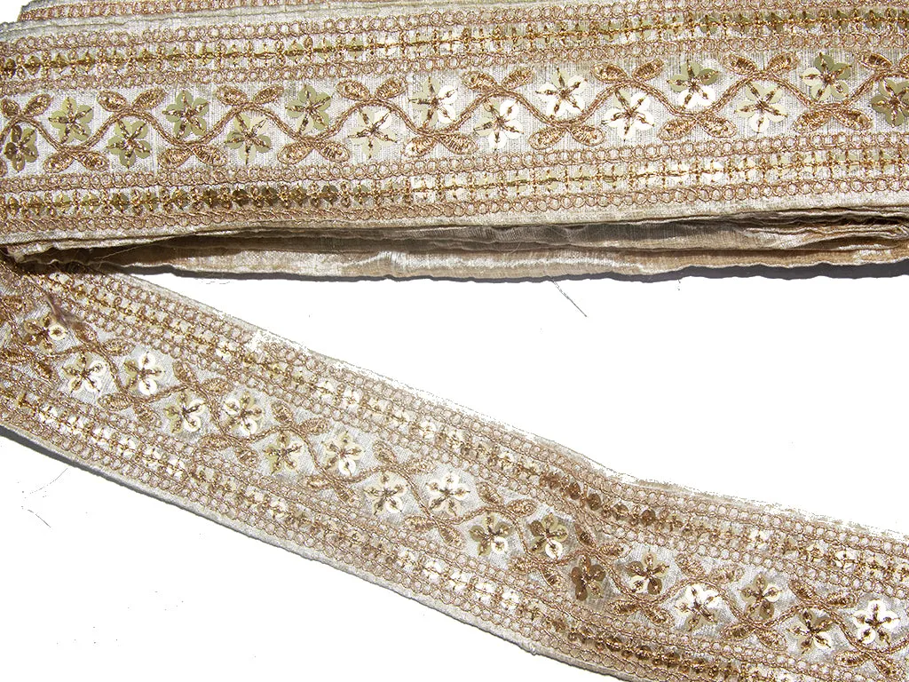 Rose Golden Sequins & Zari Embroidered Lace