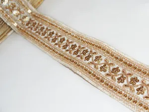 Rose Golden Sequins & Zari Embroidered Lace