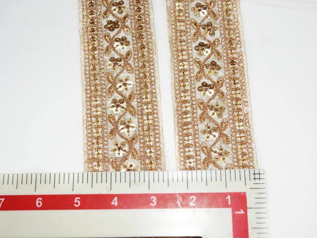 Rose Golden Sequins & Zari Embroidered Lace