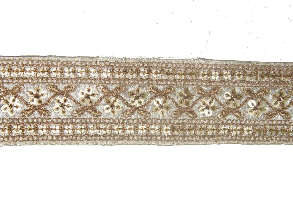 Rose Golden Sequins & Zari Embroidered Lace