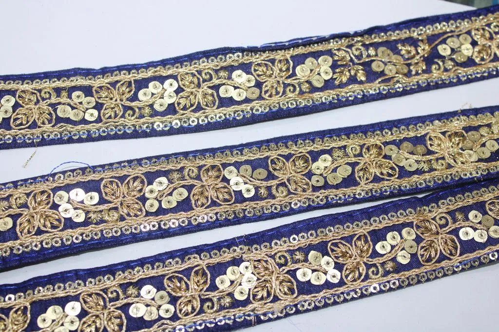 Royal Blue Fancy Zari Work Lace