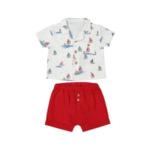 Sailboat Print Polo & Short Set