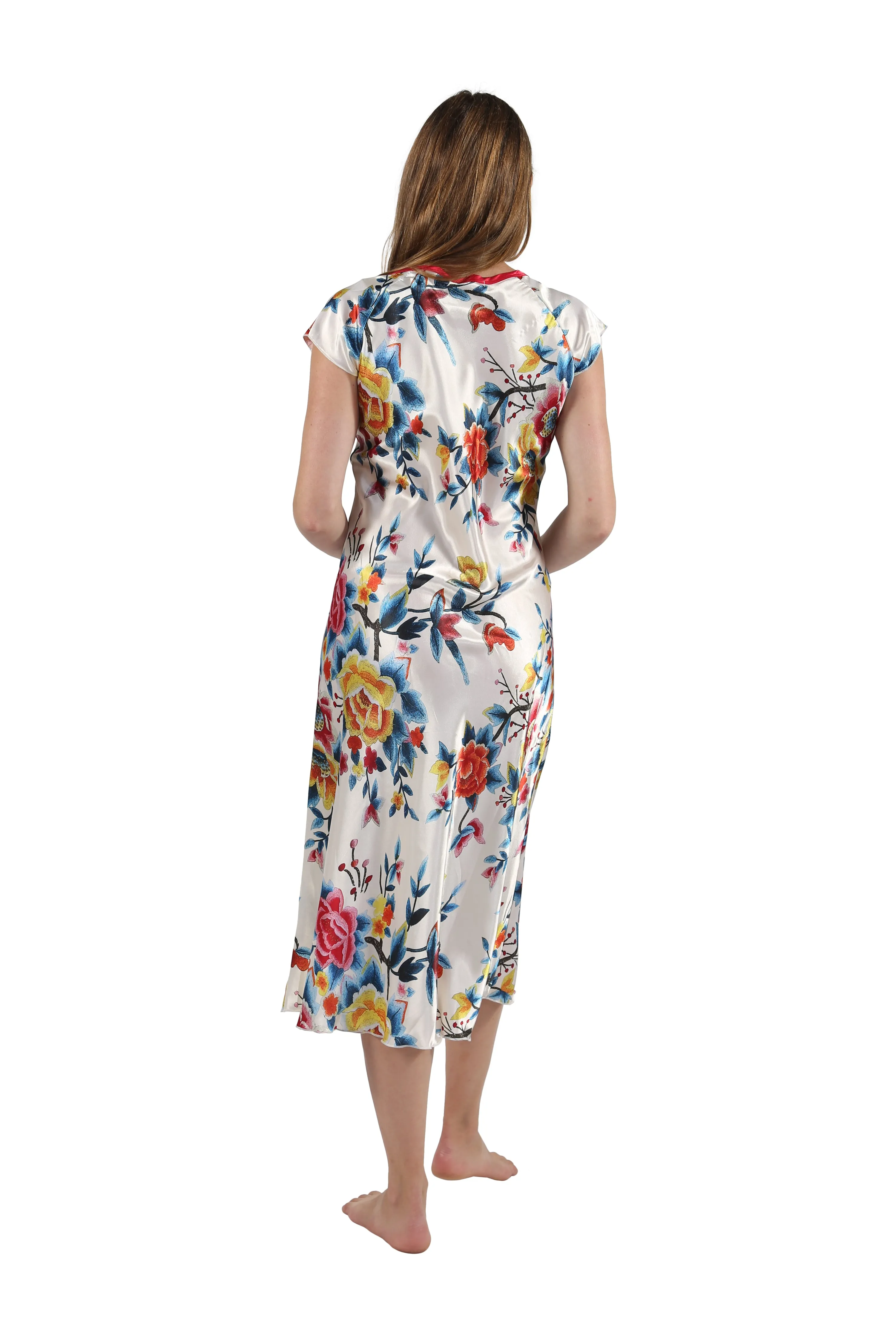 Satin Floral Multi Colored Gown