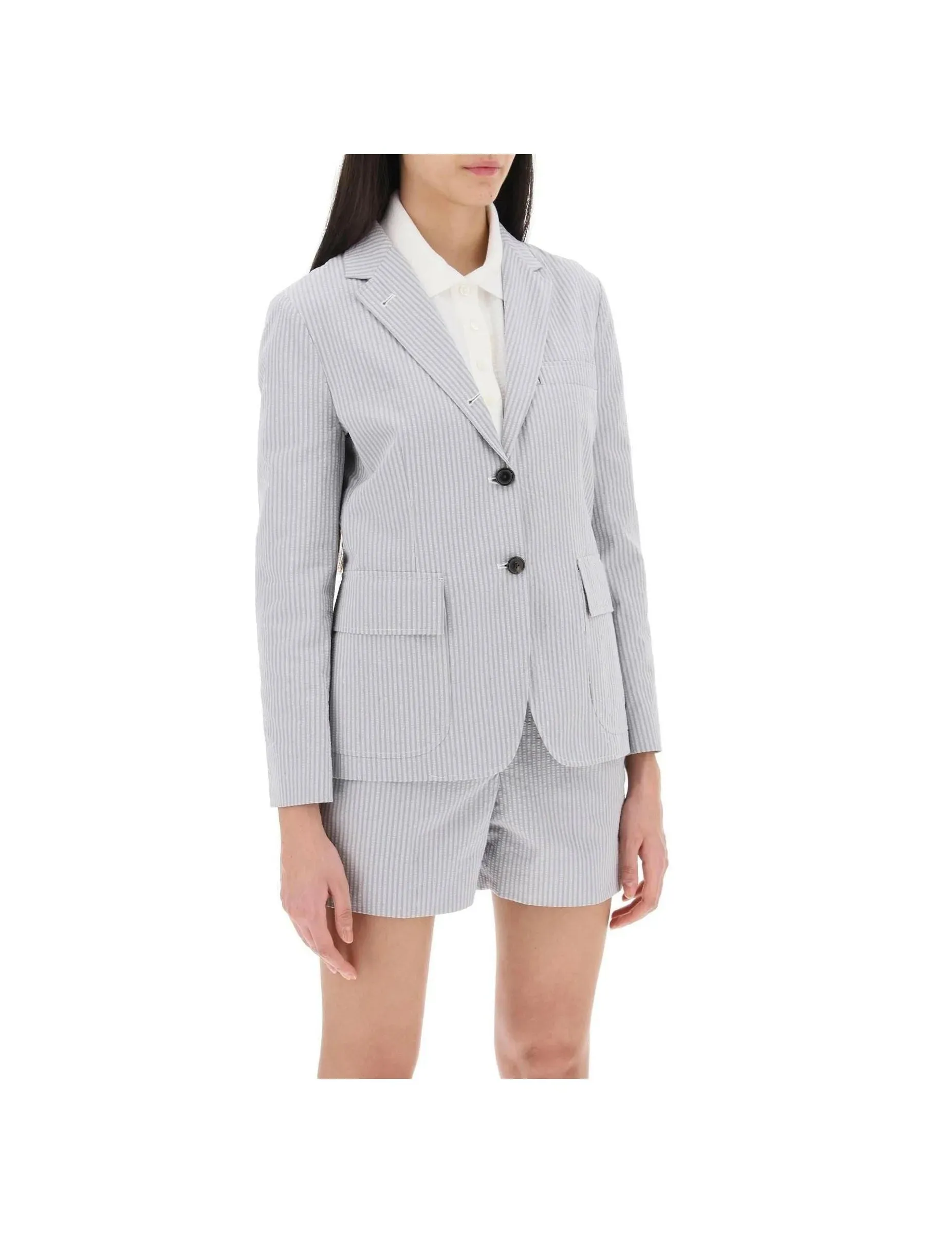 Seersucker Pinstriped Blazer