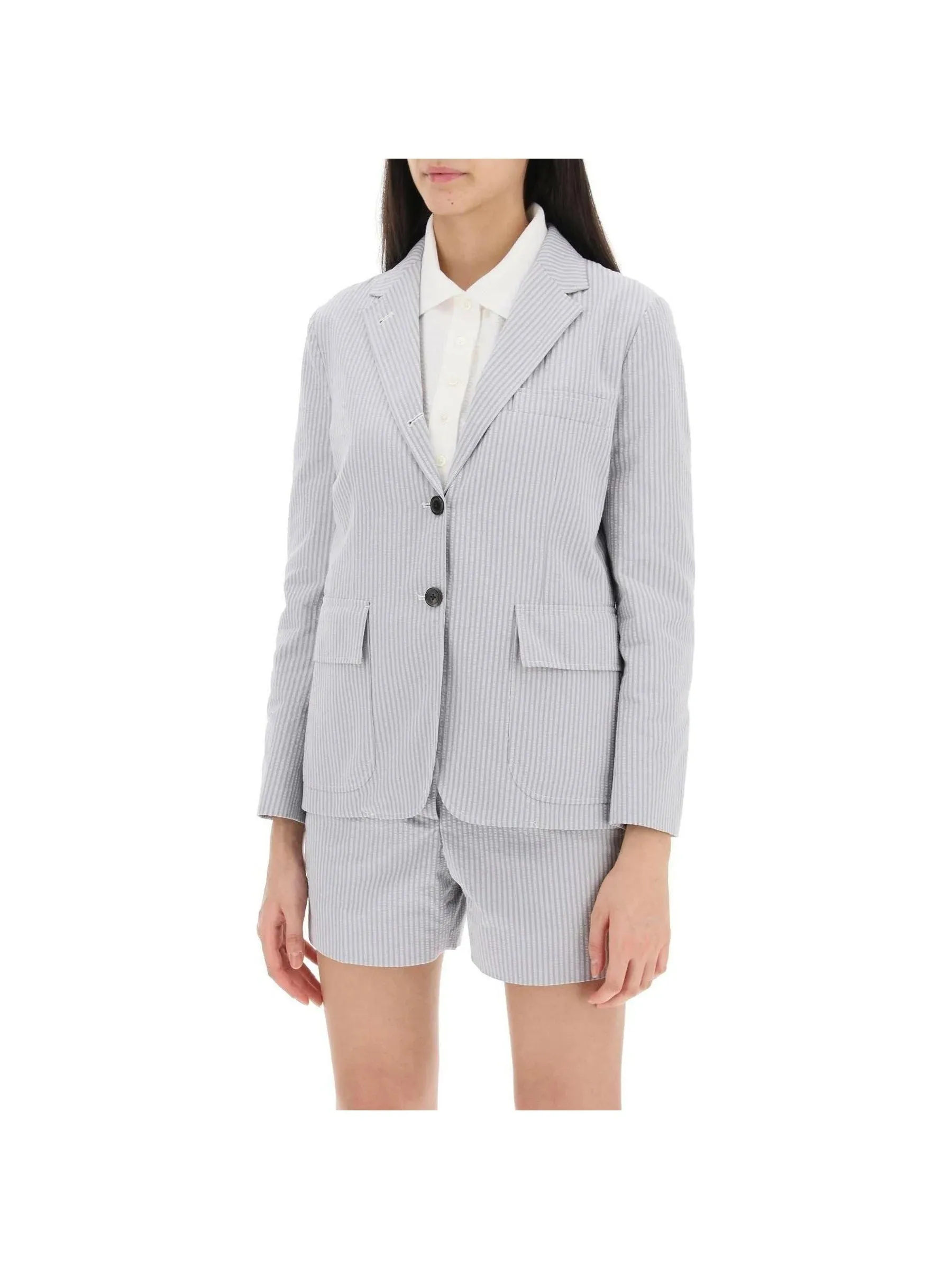 Seersucker Pinstriped Blazer
