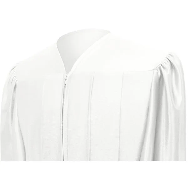 Shiny White High School Graduation Gown