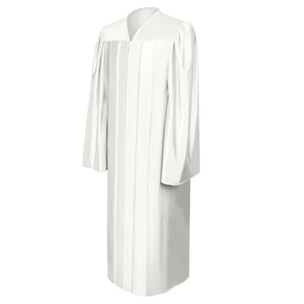 Shiny White High School Graduation Gown